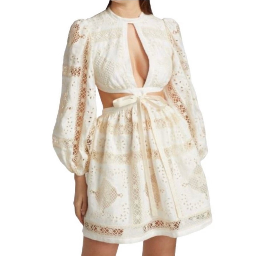 ZIMMERMANN Aliane Embroidered Short Dress